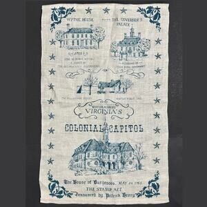 Williamsburg Virginia Souvenir Tea Towel 17x27 Colonial Capitol Wythe House